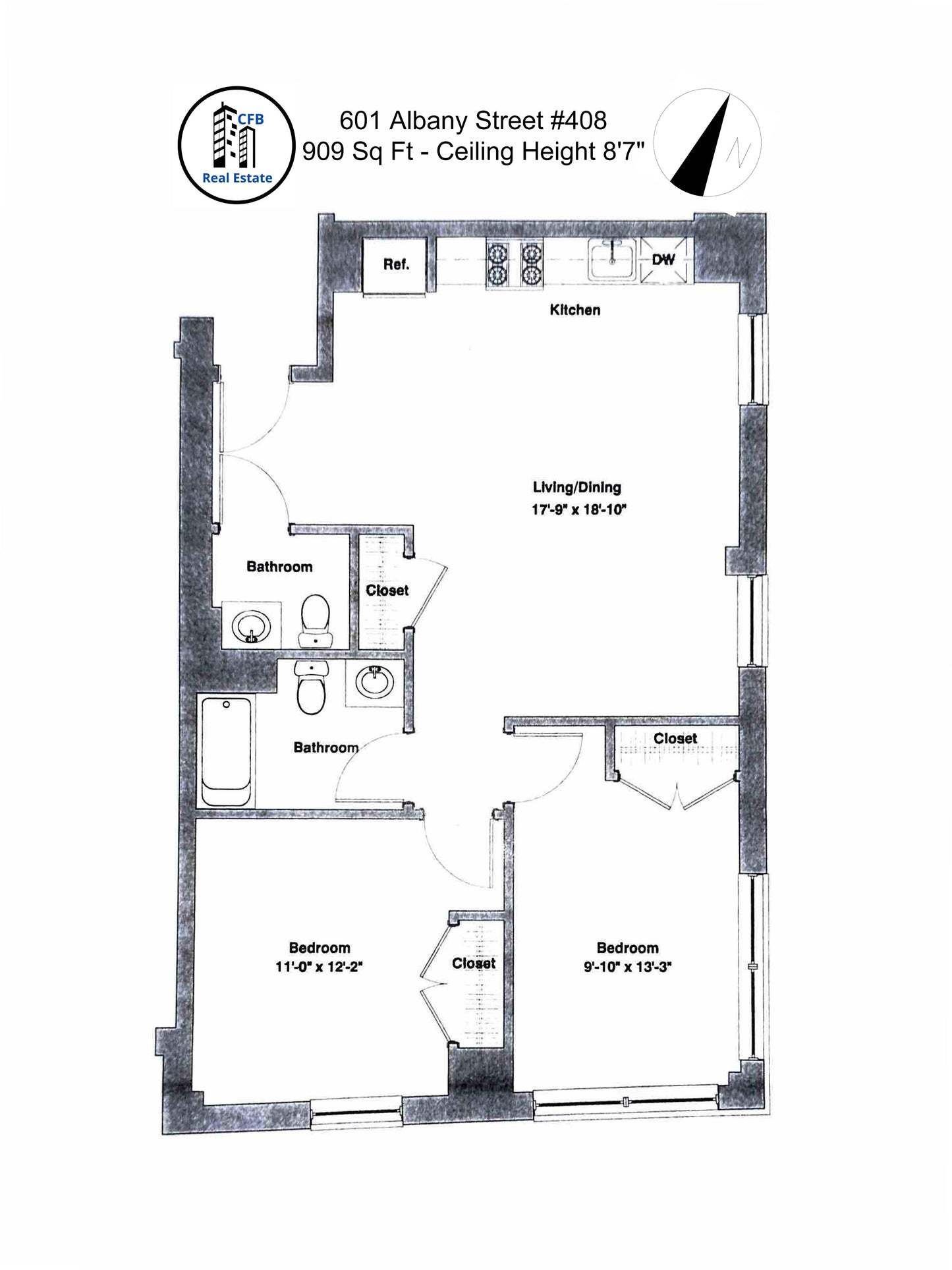 $4,450 / 2br - 909ft2 - ➽Stellar South End 2 Bedroom 1.5 Bathroom Available September! (South End)