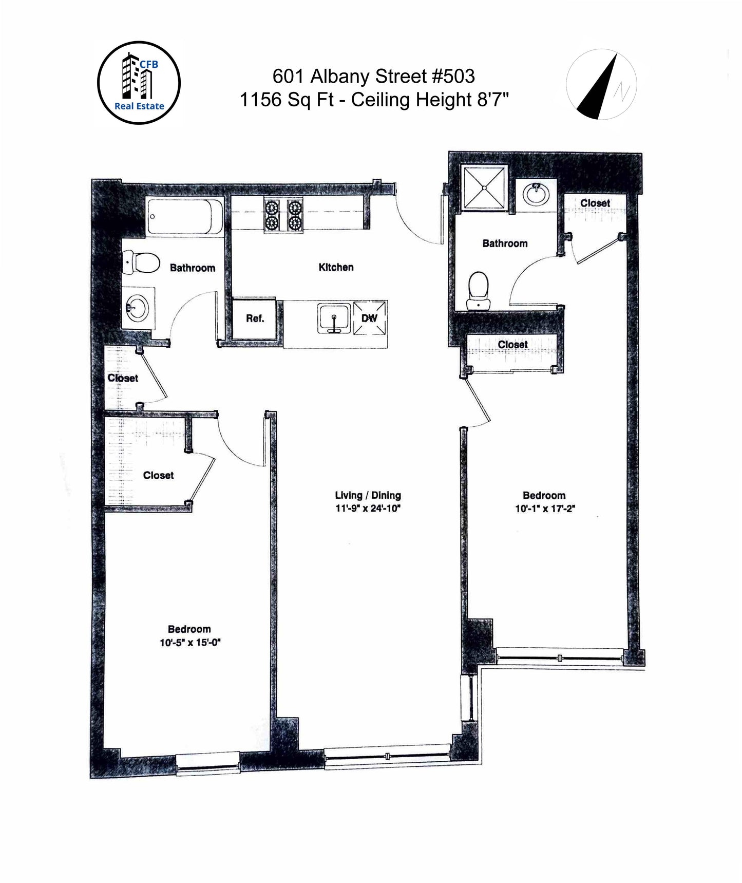 RENTED/OFF MARKET $4,200 / 2br - 1156ft2 - ➽Elegant South End 2 Bedroom 2 Bathroom Available September! (South End)