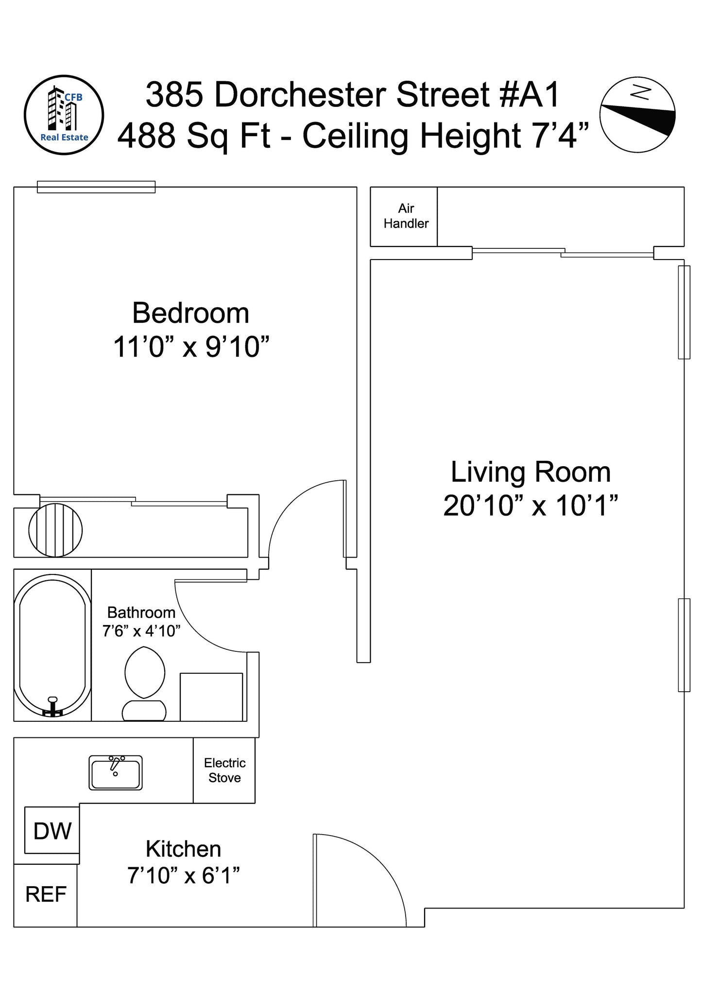 RENTED/OFF MARKET $2,070 / 1br - 488ft2 - ➽Alluring Andrew Square 1 Bedroom w/No Fee! Available Now! (Andrew Square)